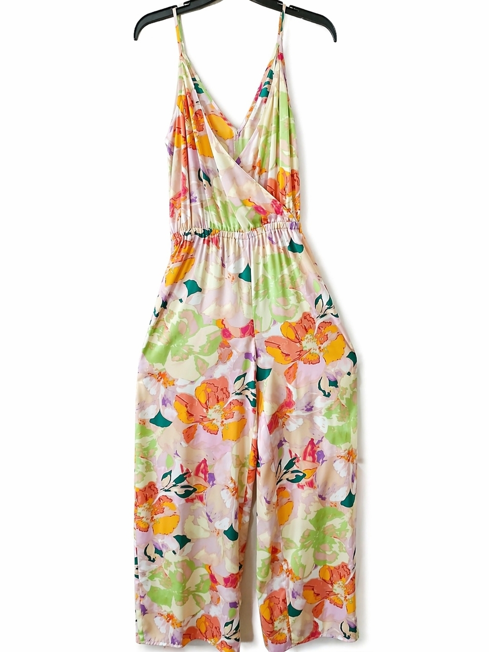Bar III Floral Wrap-Front Jumpsuit in Pink, Yellow & Green